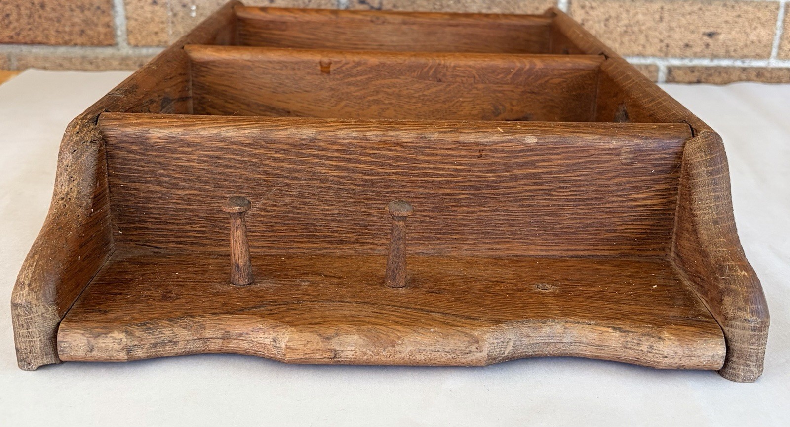 Vtg Wood Heart Cutout Trinket Shelf 3 Tiered With Pegs 80s 90s Country Decor