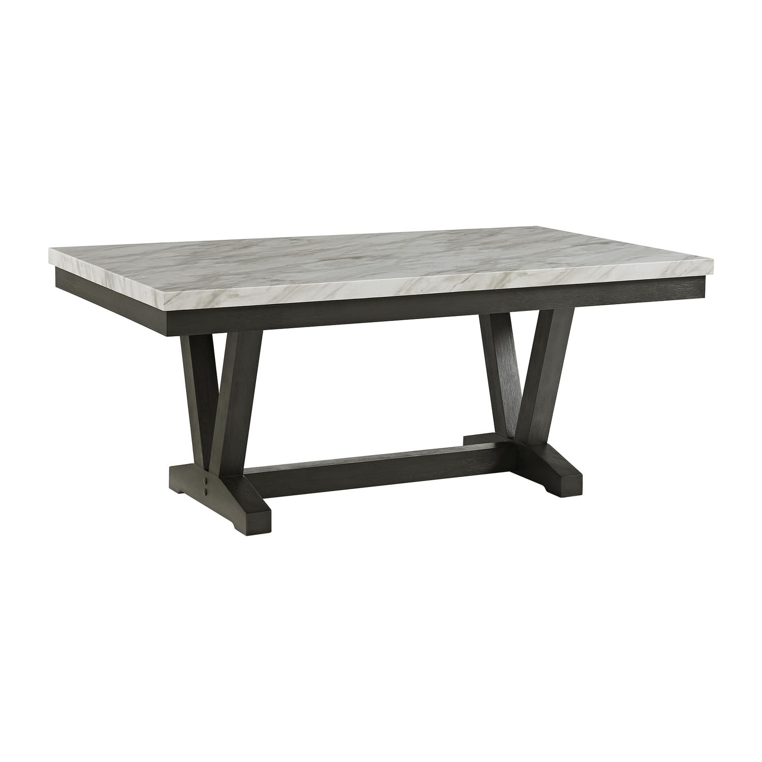 Elements Everdeen Transitional Dining Table Faux Marble Top Charcoal D-4930-7-DT