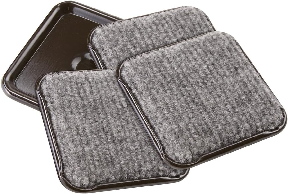 2 1/4″ Square Carpeted Bottom Furniture Caster Cups, Protect Hardwood Floors, Gr