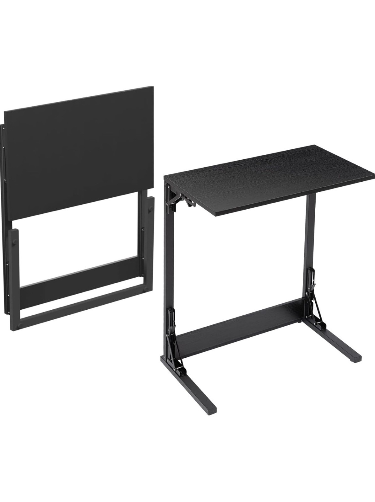 Adjustable Folding TV Tray Table,TV Dinner Small Foldable C-Shaped End Table …