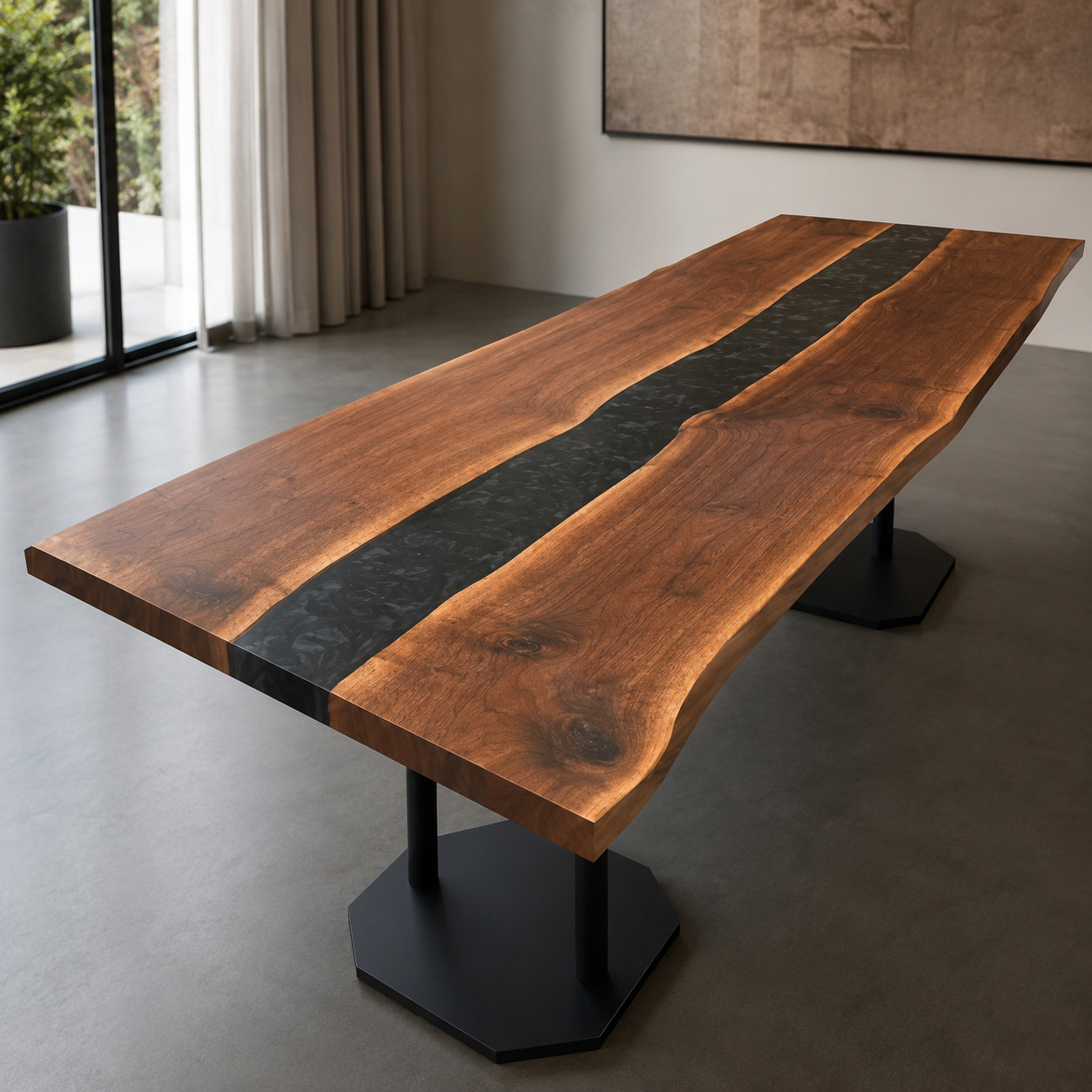 Epoxy Coffee Table | Blue Ocean Live Edge Wood Table | Custom Living Room Furnit