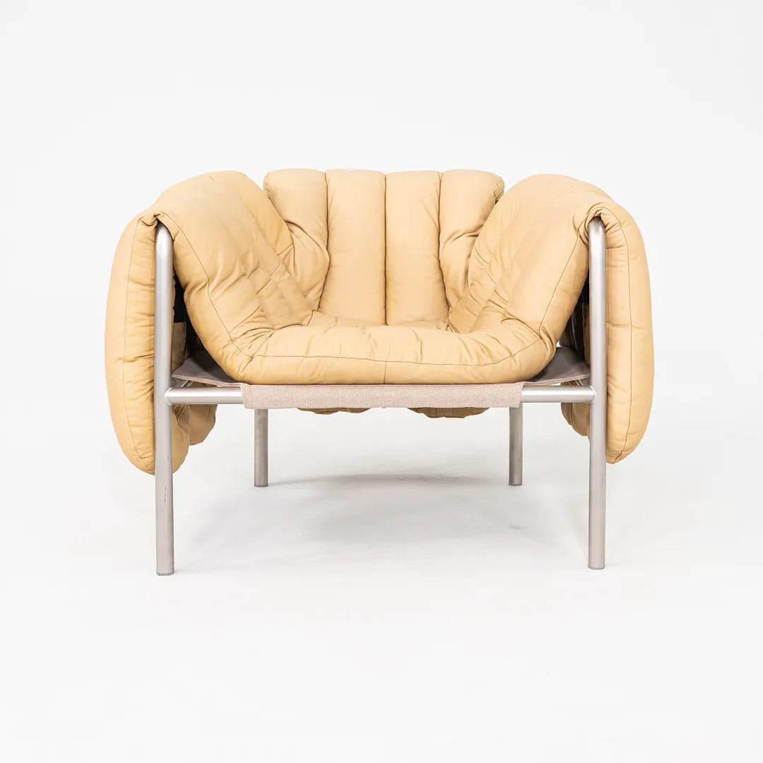 2025 Faye Toogood for Hem Puffy Lounge Chair Steel w/ Sand Leather Upholstery