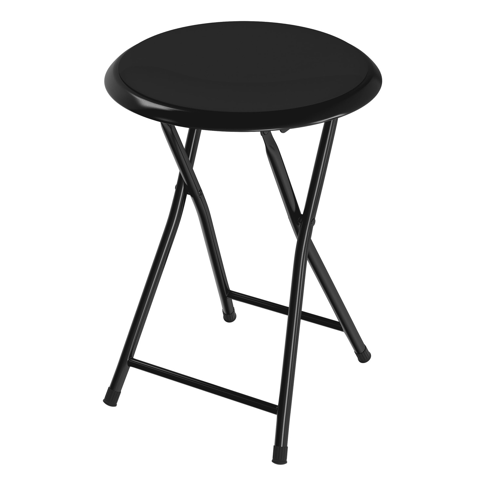 18 Inch Folding Stool, Backless Portable with 225LB Capacity, Black