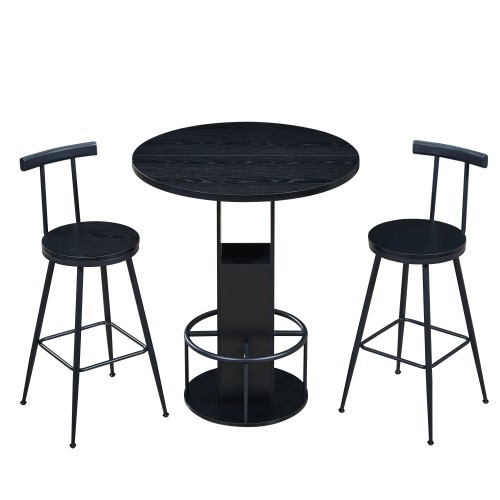 Metal coffee tables and chairs (3-piece set) Wooden tabletop