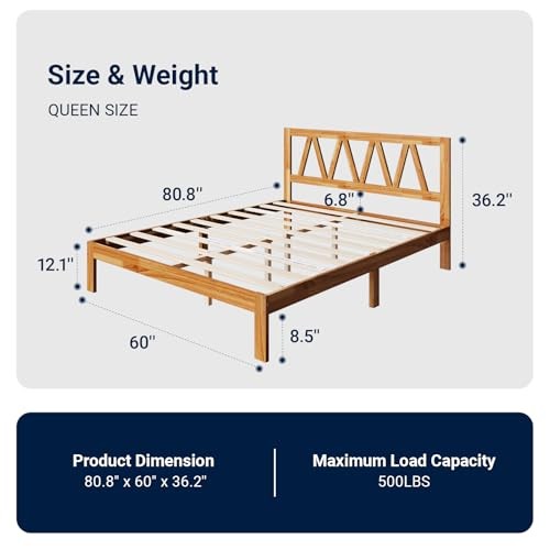 AVENCO SOLID WOOD PLATFORM BED FRAME HEADBOARD QUEEN SIZE – – Scratch & Dent