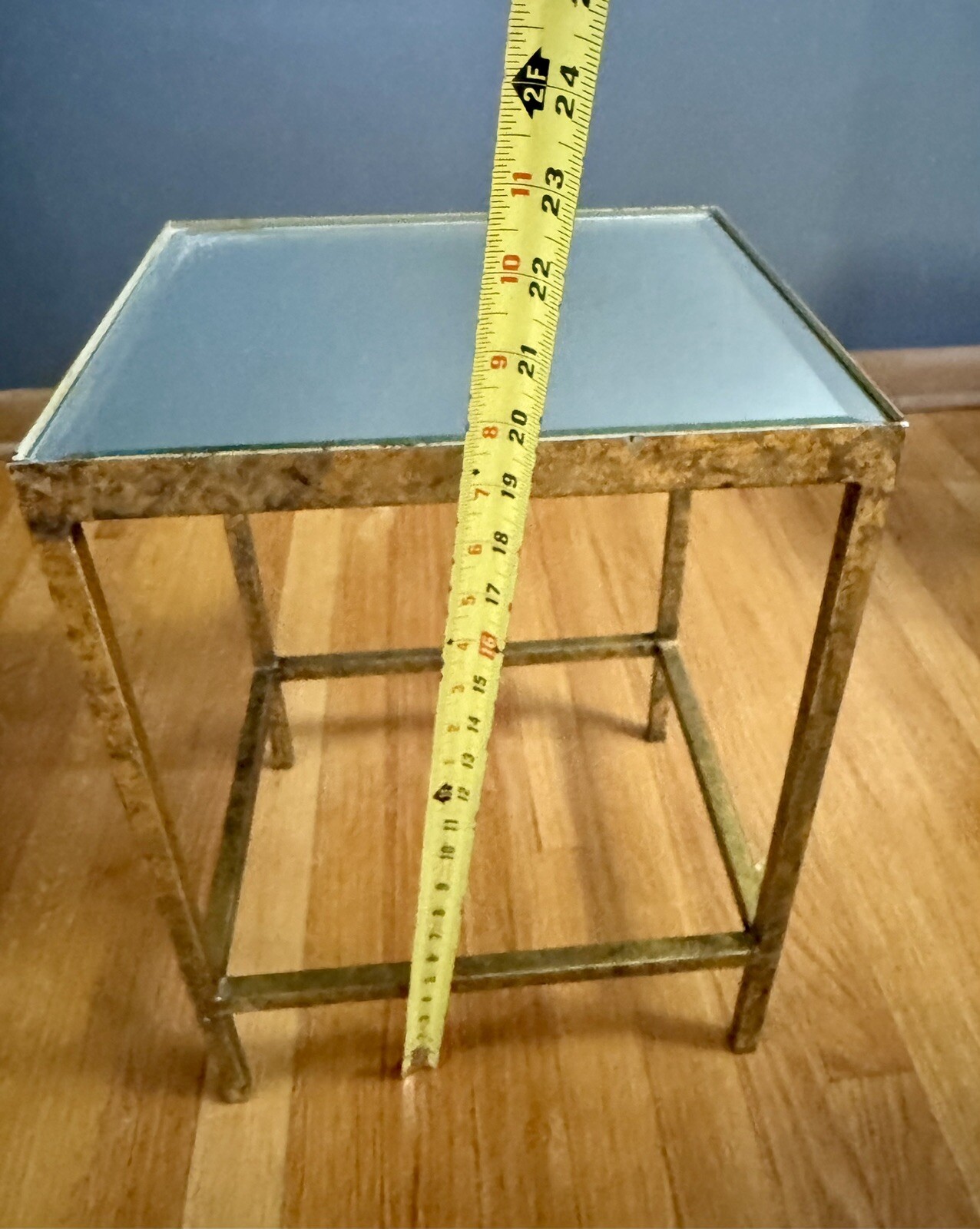 Maison Style Nesting Tables Patinated Gold Iron Antiqued Mirror Tops MCM