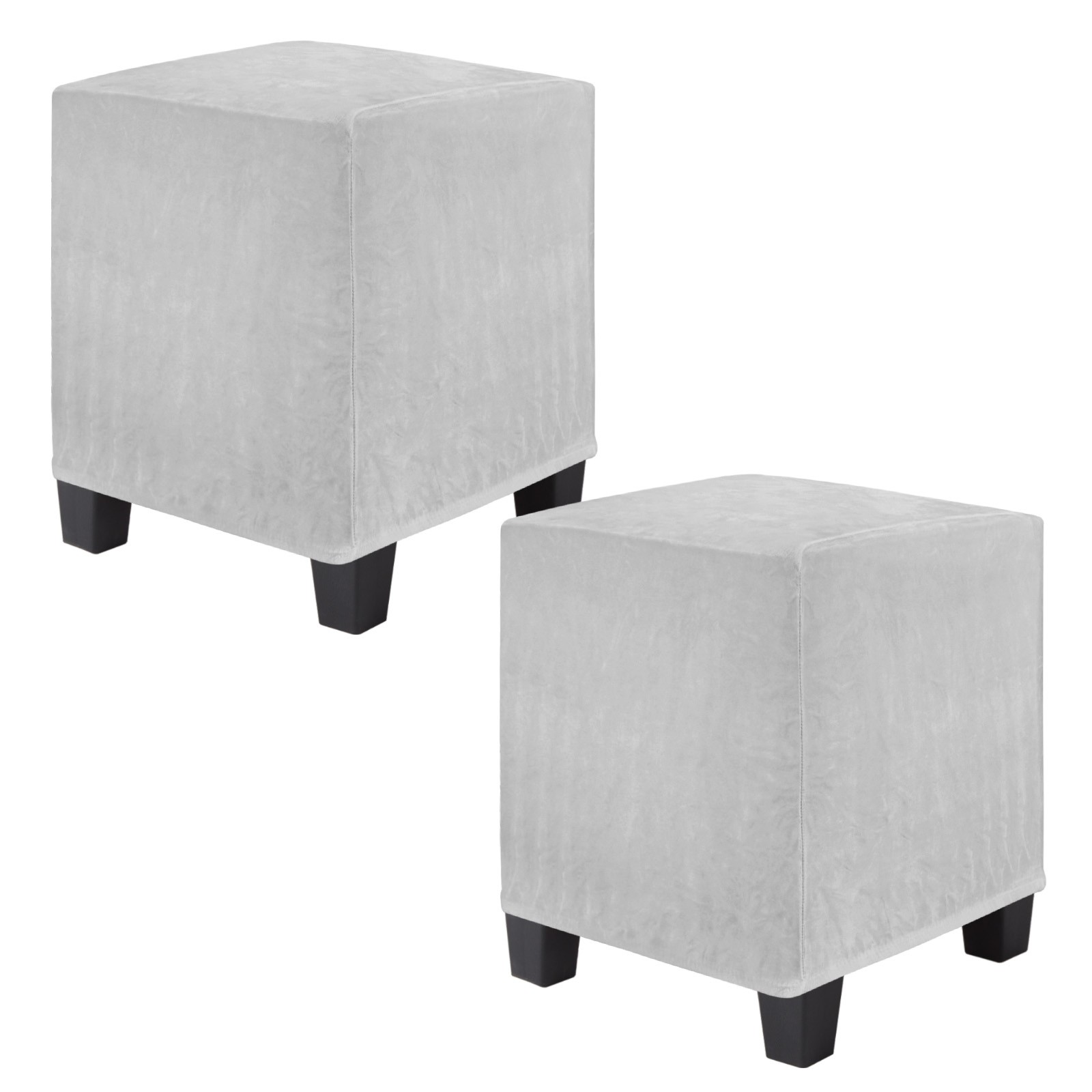 2-Pack 13″x13″x15″ Stretch Square Ottoman covers Footstool Protector Light Gray