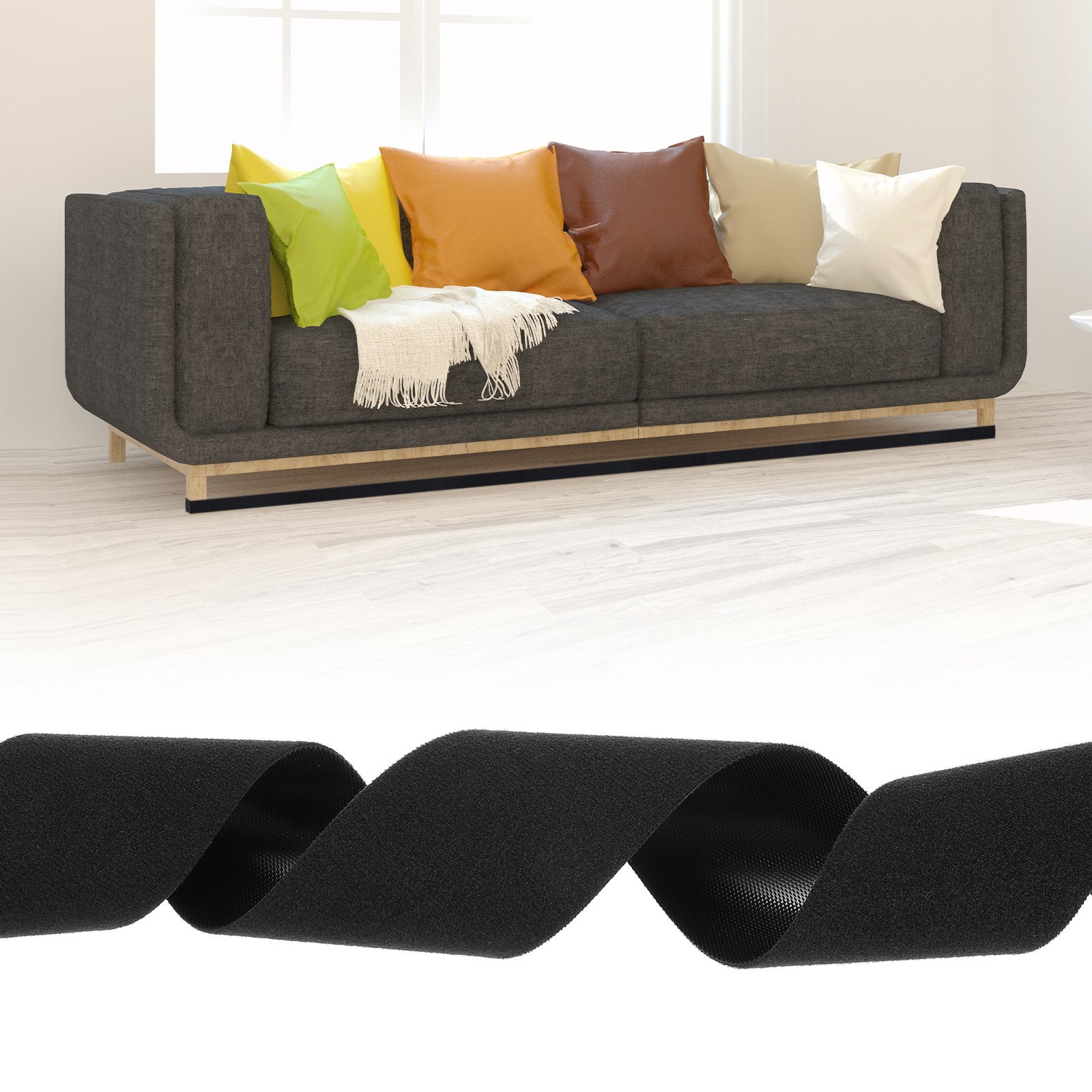 10 Feet x 2 Inch Under Couch Blocker, Nylon Under Furniture Blocker