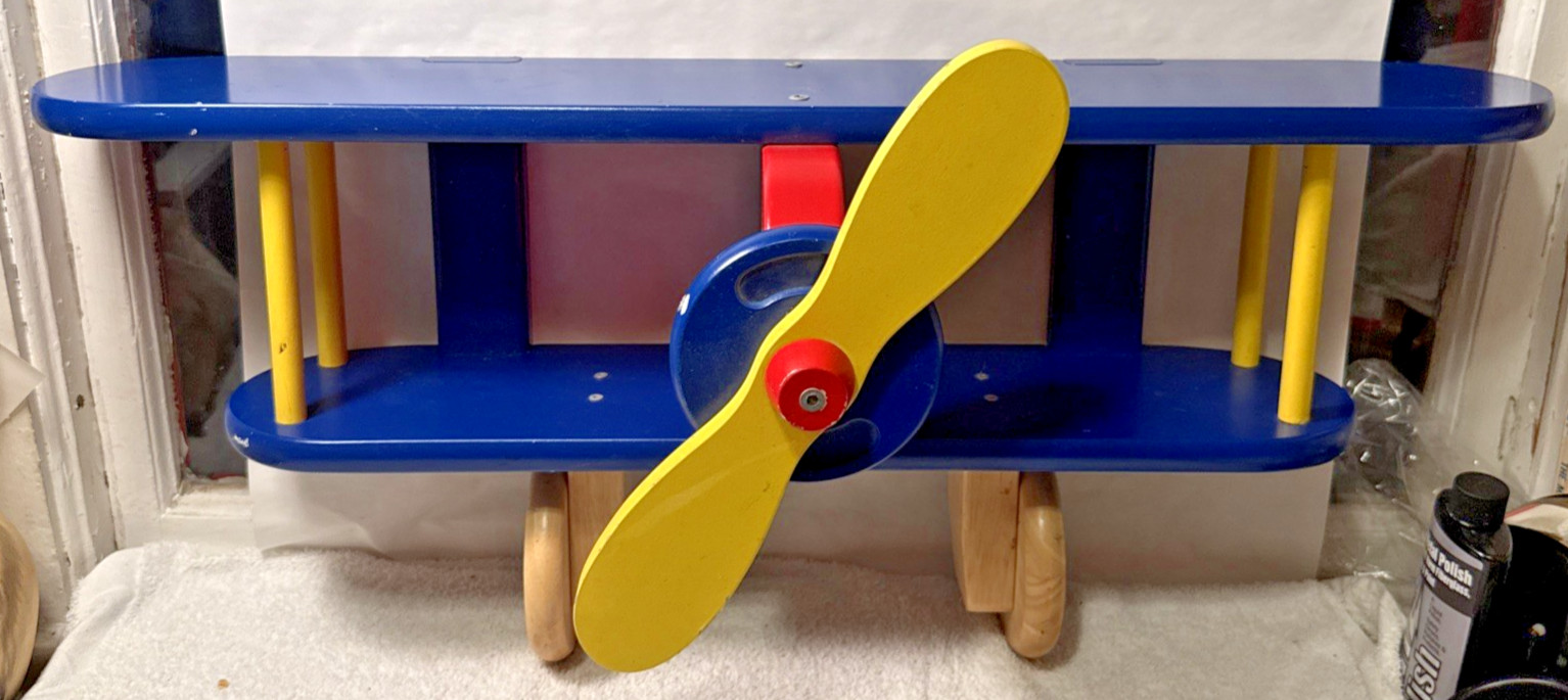 P.J.KIDS Airplane Biplane kid’s wall shelf 30”H x 10.75”D x12.25”H vtg 2004