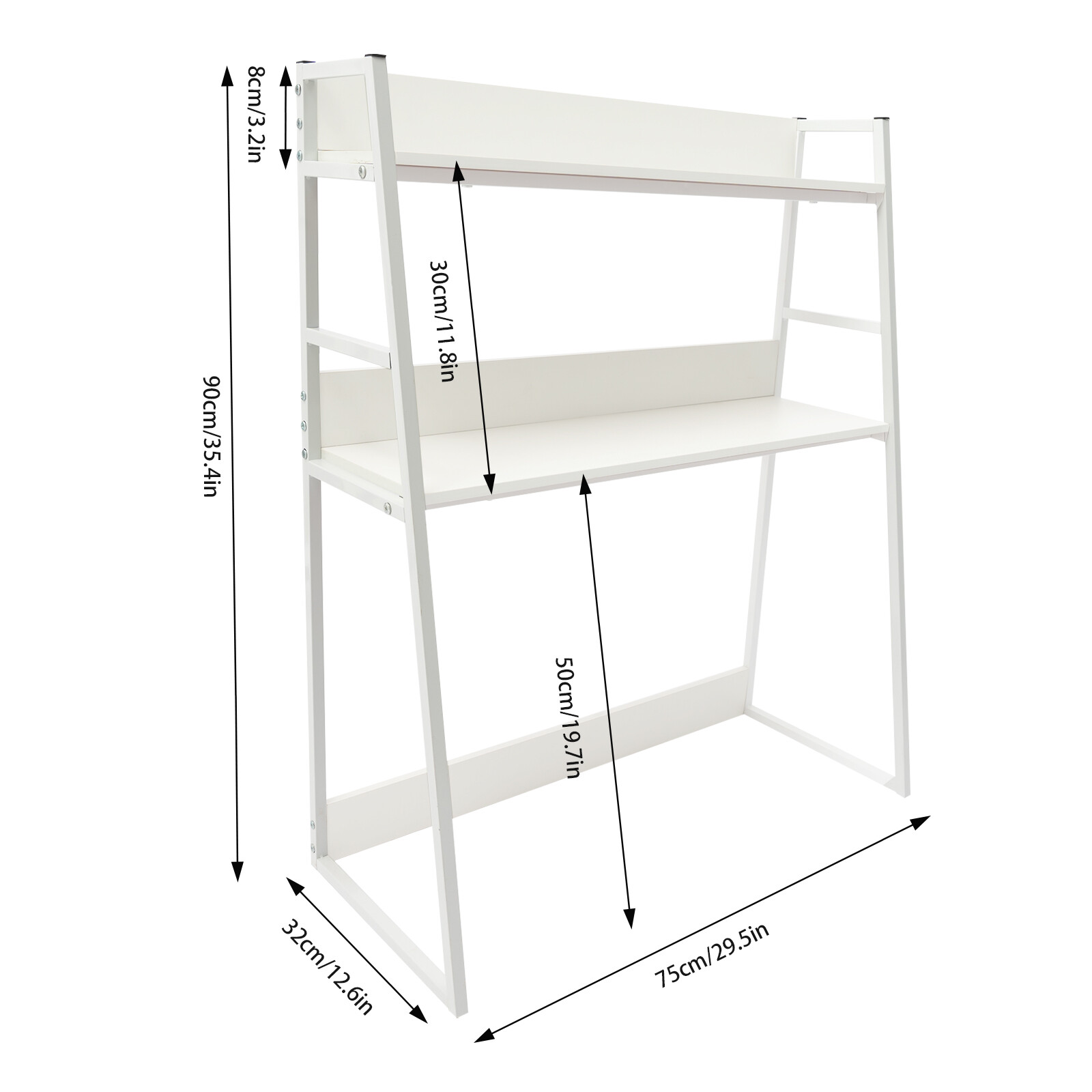 Desktop Bookshelf Storage Organizer Space Saving Bookshelf for Home Office White