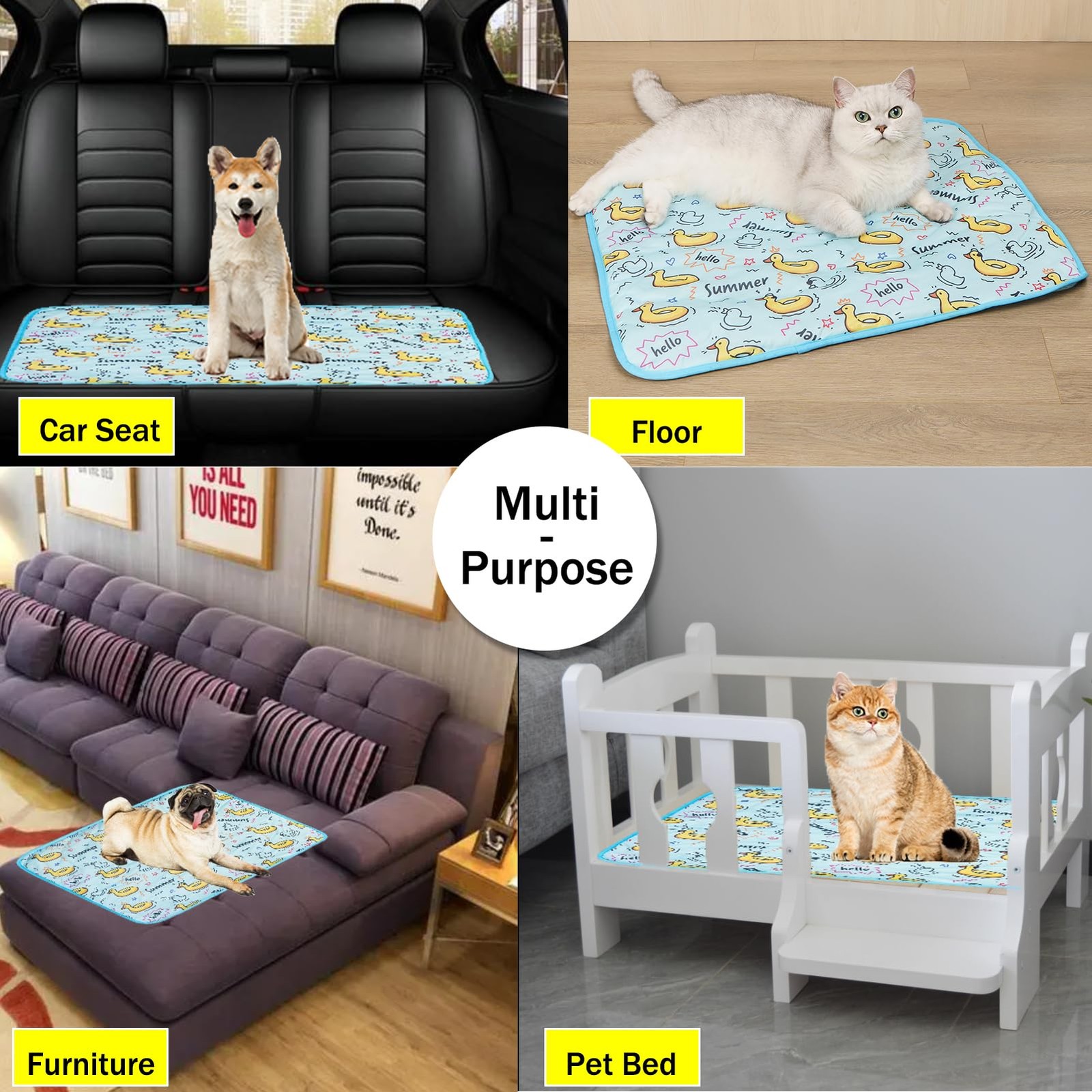 Seis Dog Ice Pad Ice Silk Cats Kennel Mat Pet Cooling Pad Summer Cool Bamboo