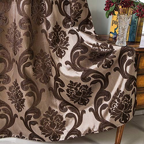 Sliding Door Curtains Luxury Patio Doors Damask 100″W x 84″L (Pack of 1) Brown