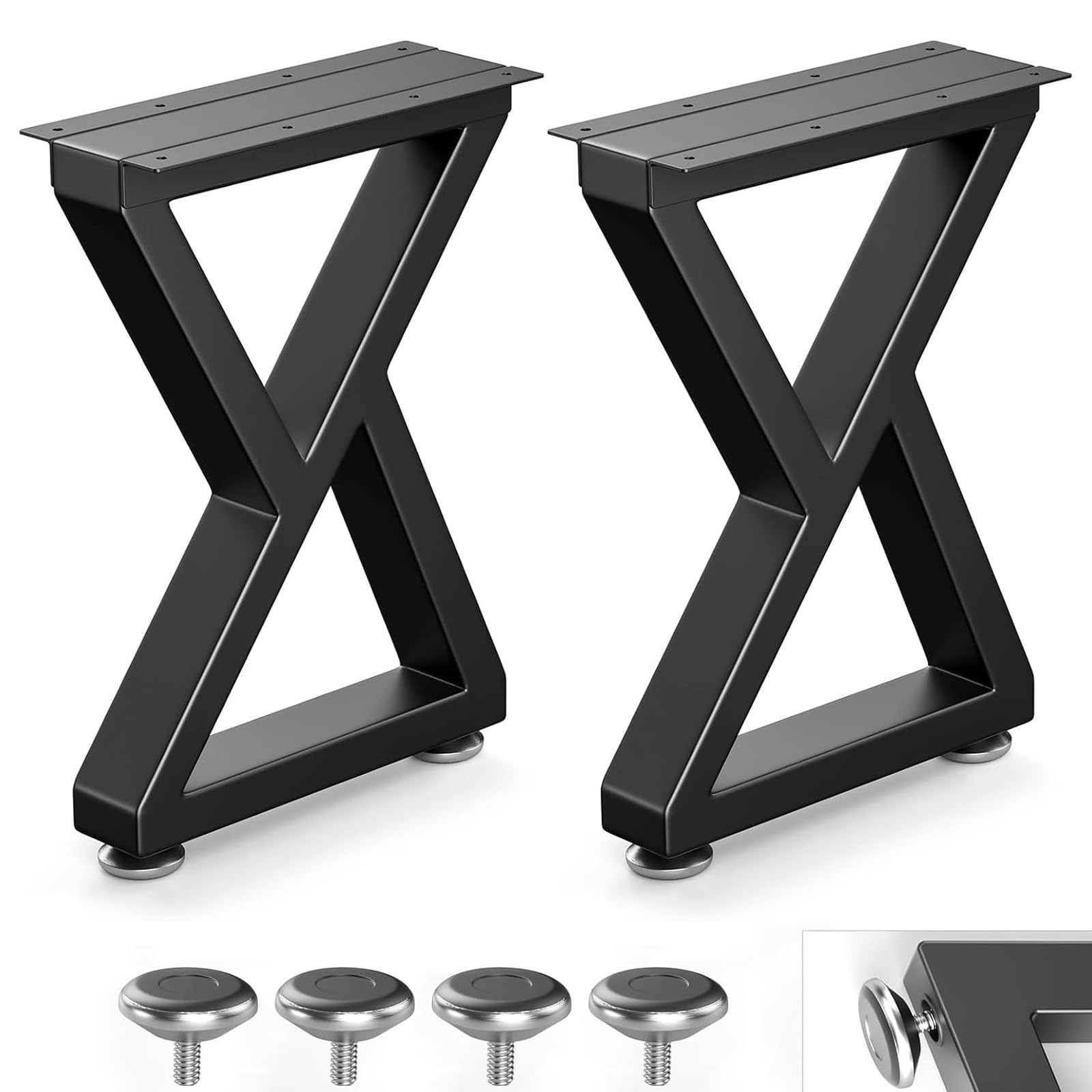 2 PCS 16×11.8 Inch Metal Bench Desk Coffee Table Legs Heavy Duty Black