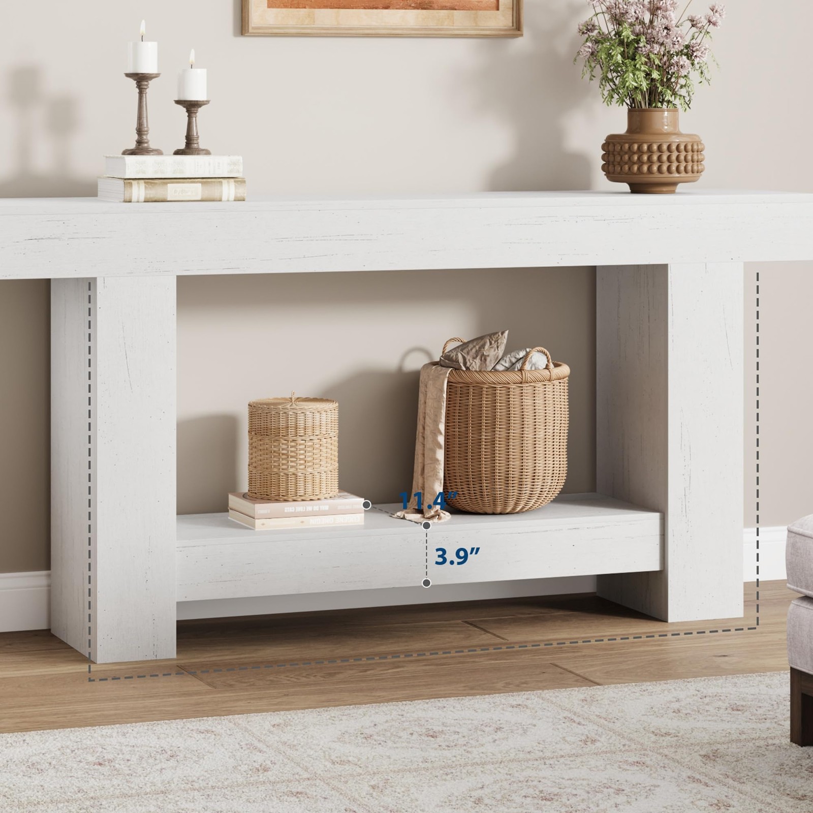 Storage Console Table 47in 63in Entryway Table Wooden Sofa Table Behind Couch
