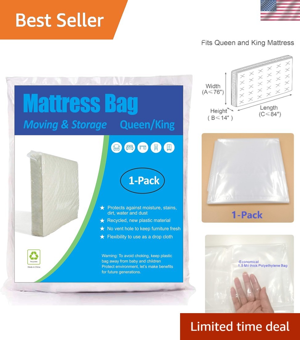 Lightweight polyethylene Mattress Bag for Queen/King – Safe Storage & Disposal
