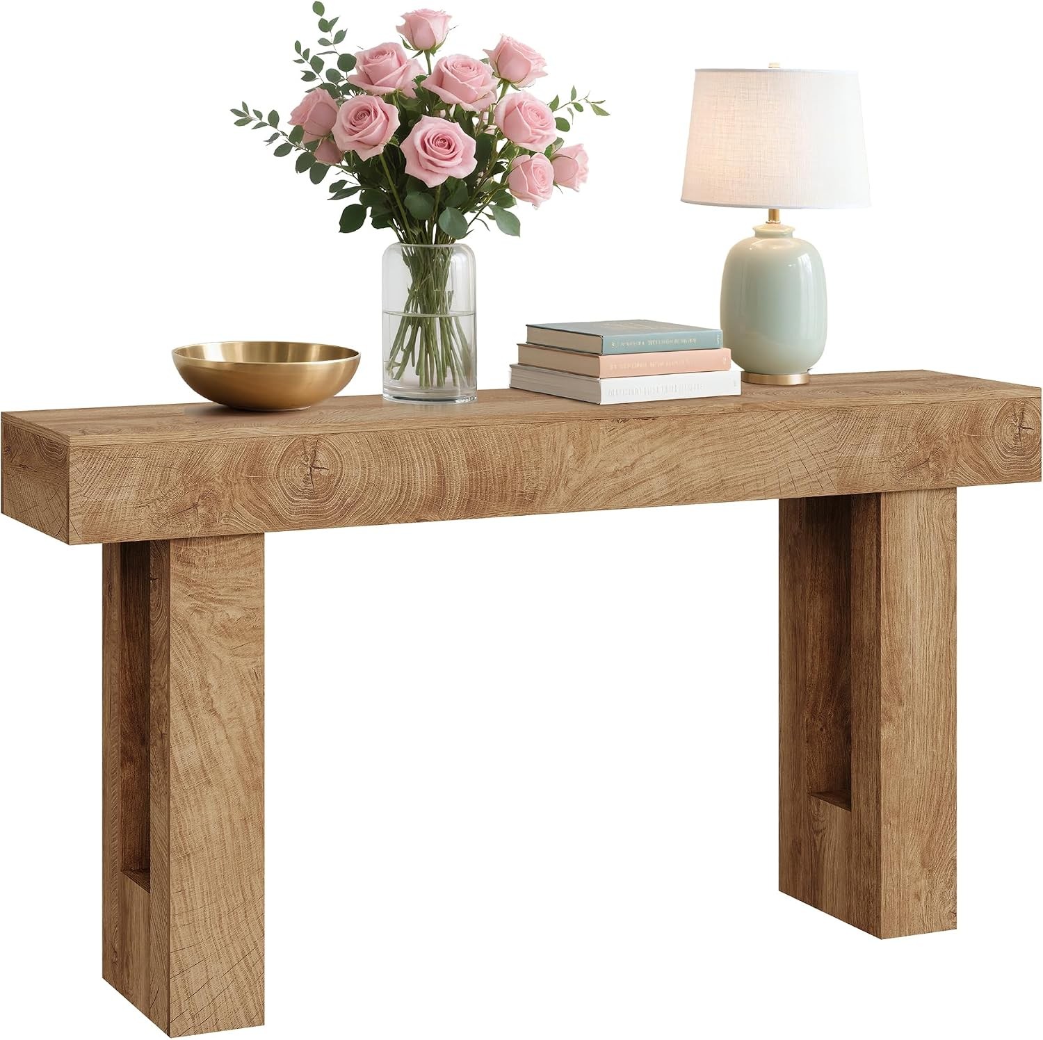 63″ Farmhouse Console Table Solid Wood Console Table Long Entryway Console Table