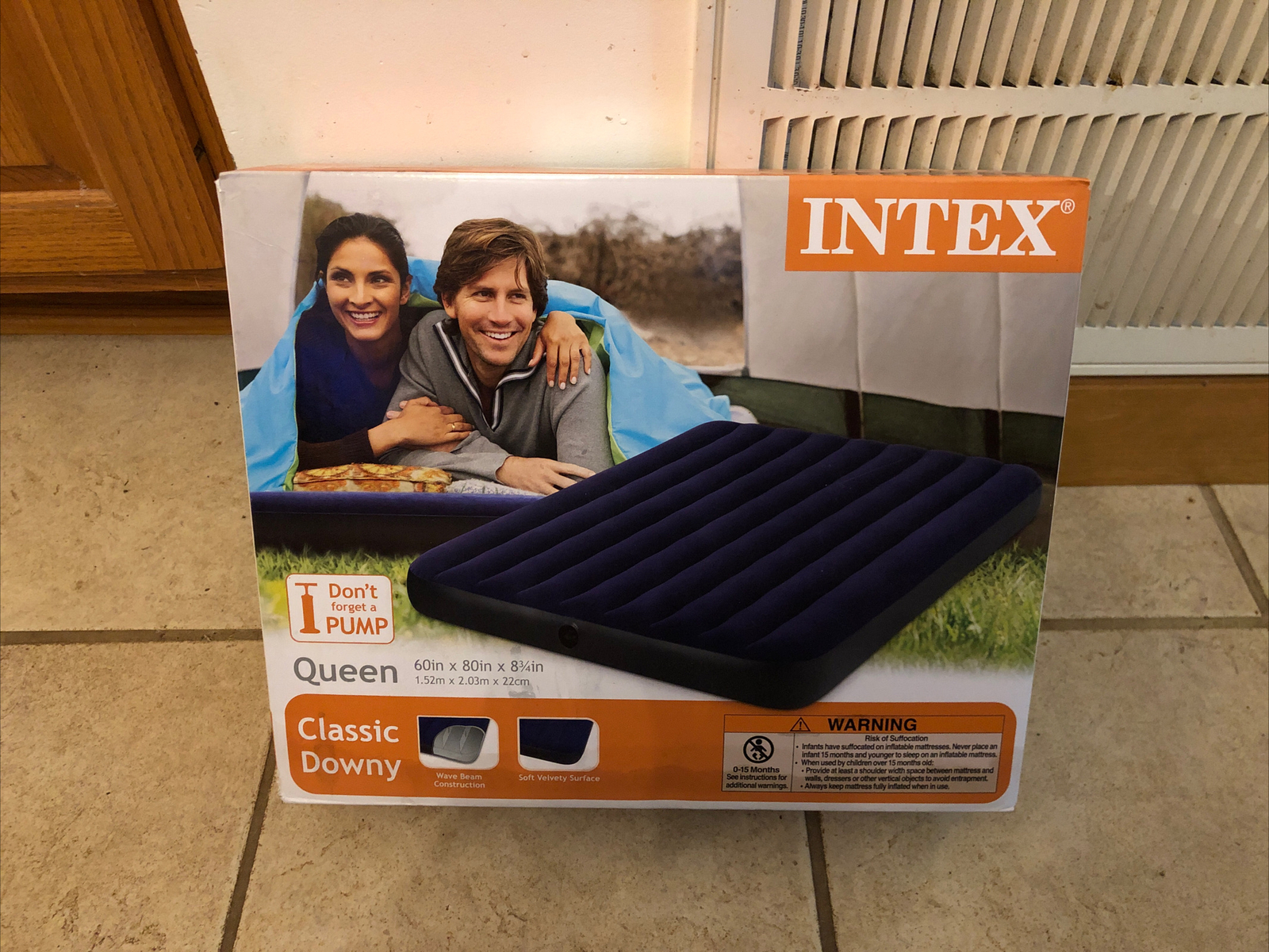 NEW Intex Queen Classic Downy Inflatable Air Mattress Bed 60″×80″×8.75″