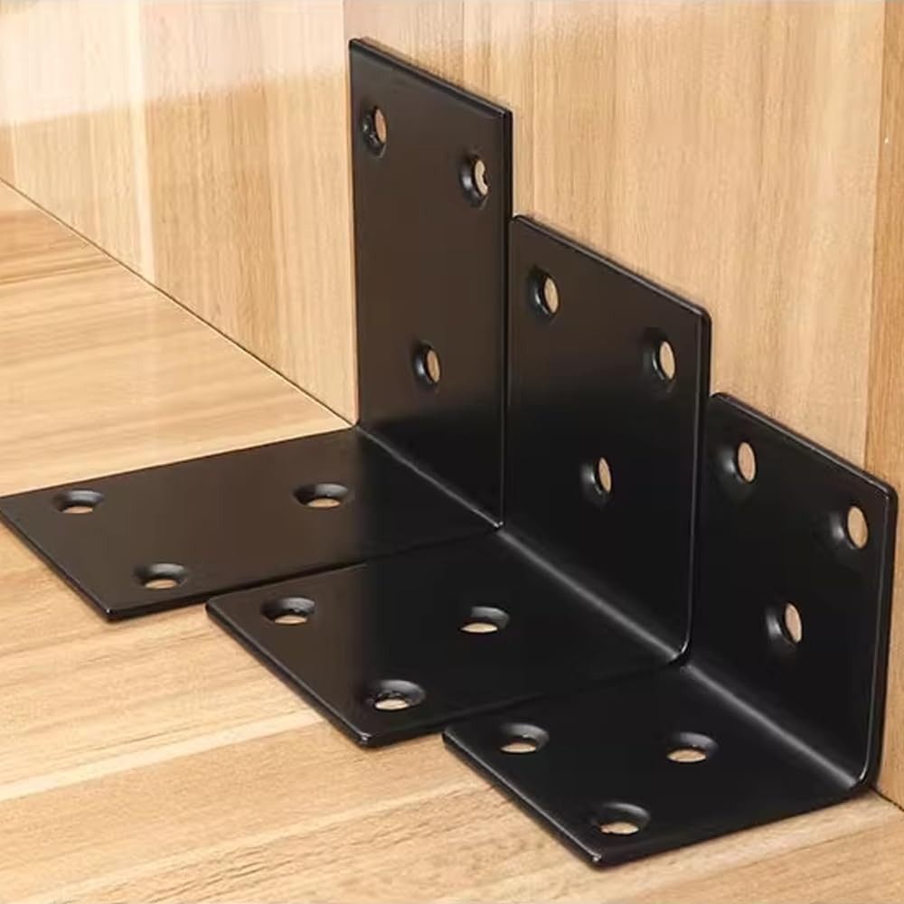 10 PCS 2x2x2 Inch Black L Shaped Corner Brackets, Stainless Steel, 90 Degree