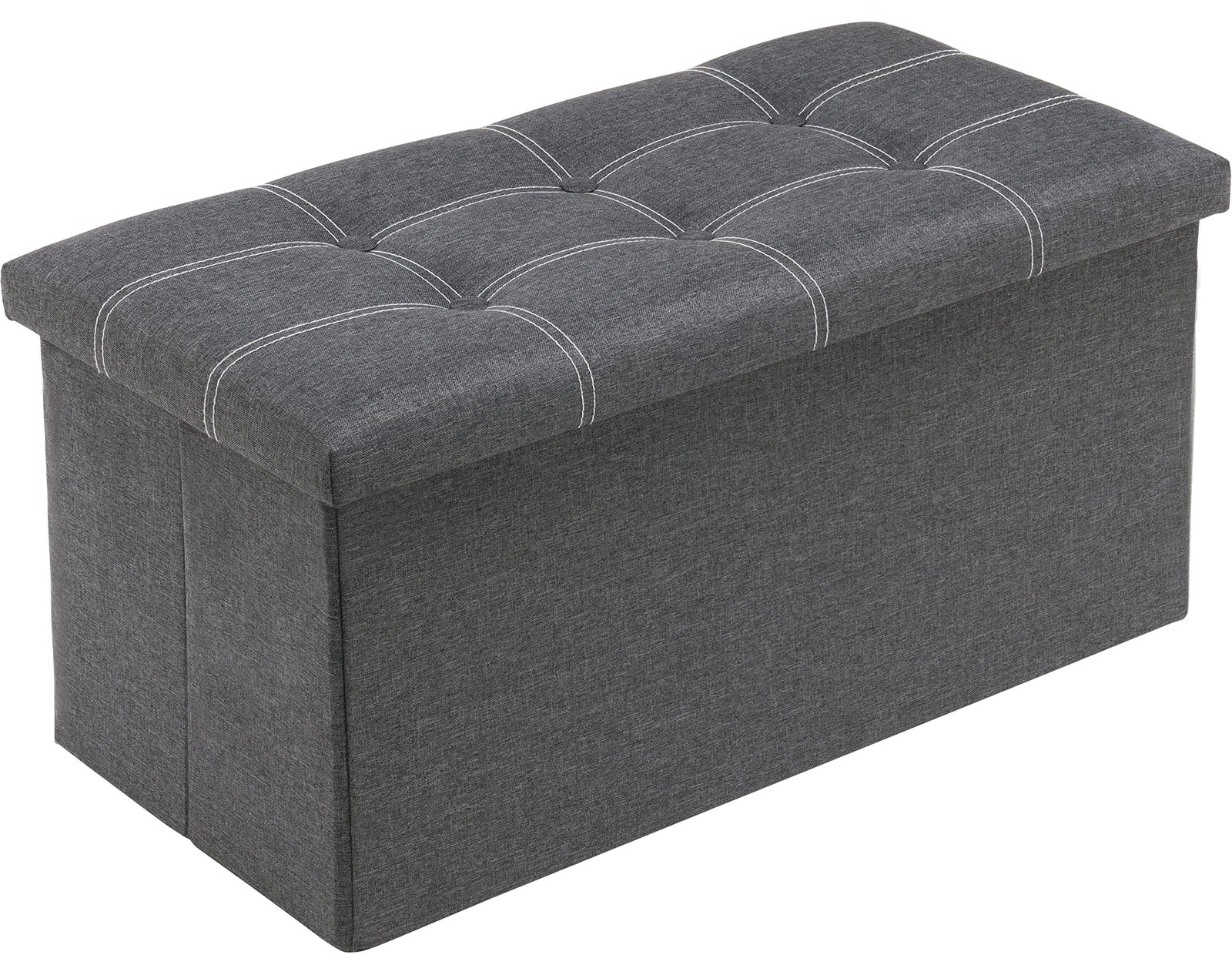 Youdesure 30 Inches Folding Storage Ottoman Bench, Padded Seat Footrest Stool wi