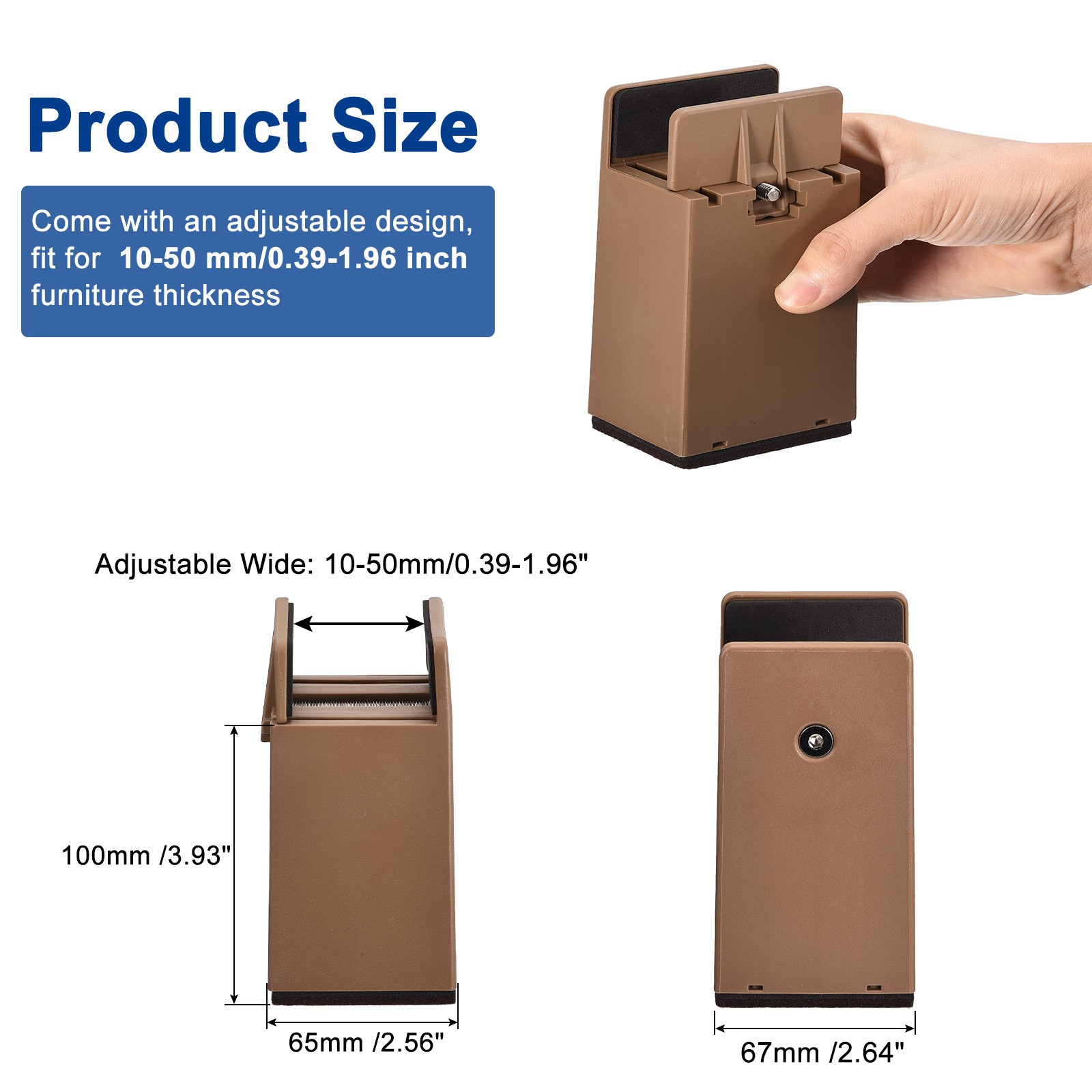4Pcs 4″ Bed Risers w/ Adjustable Screw Clamp Supports 5000 Pounds Brown