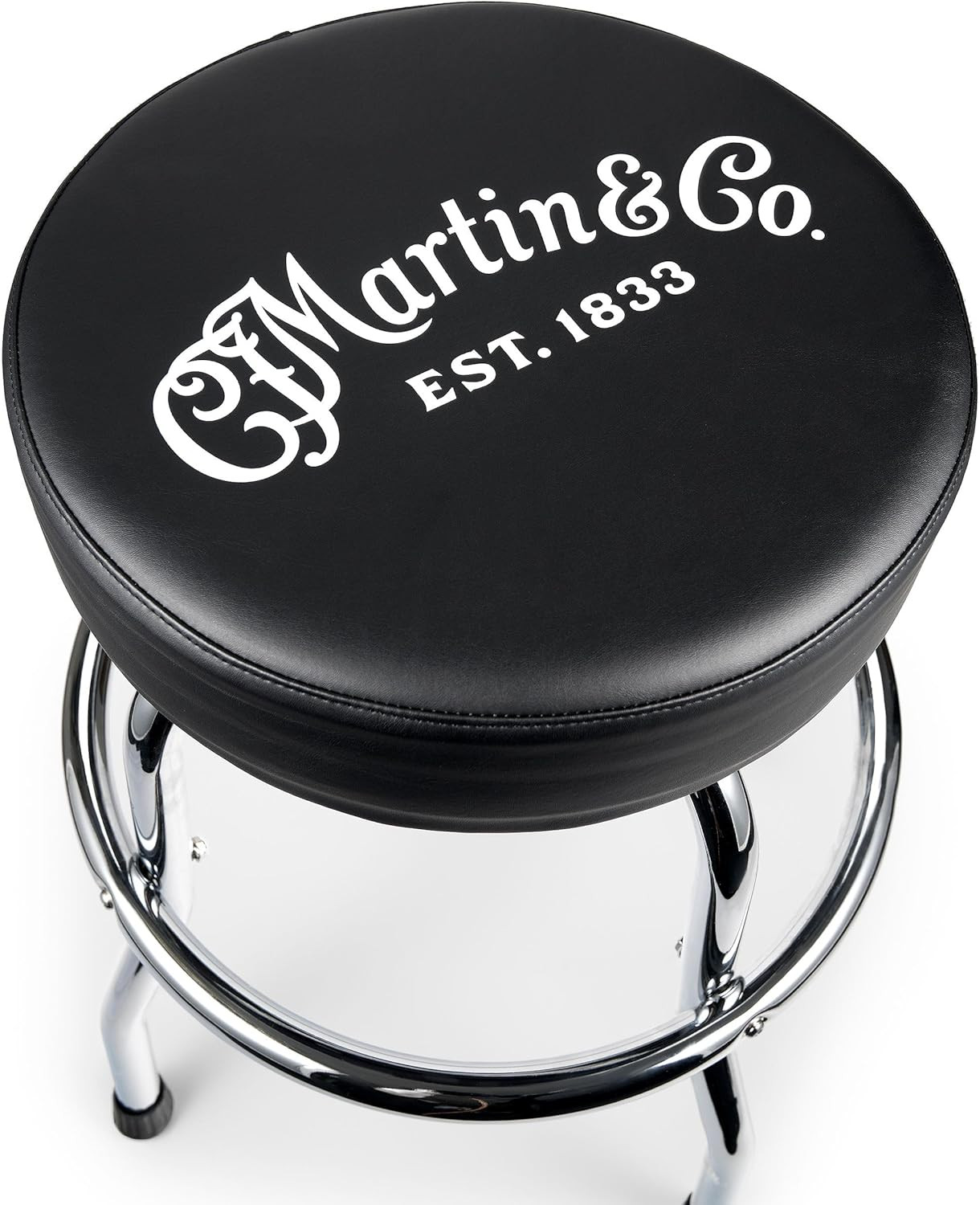 Chrome Barstool – Swivel Guitar Stool with Black Seat and Chrome Base | 24.25″”