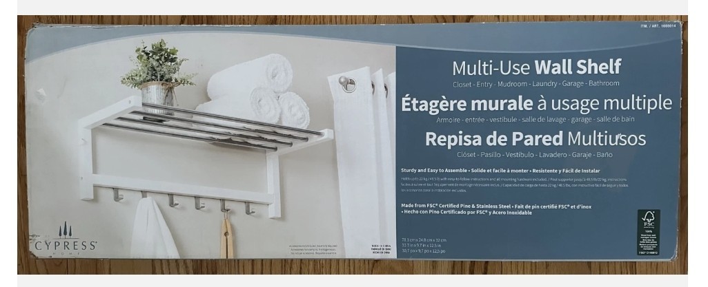 Cypress Home Multi Use Wall Shelf 30.7 in 9.7 in x 12.5 white