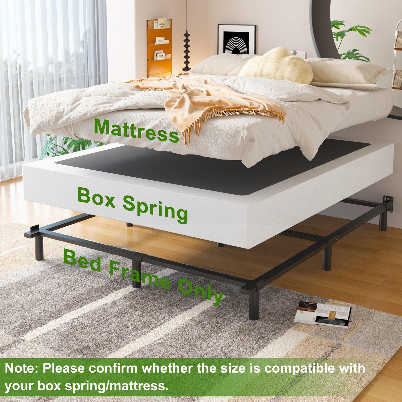 Base De Cama Para Box Spring King Size Heavy Duty Plataforma Metal 7 Inch Barato