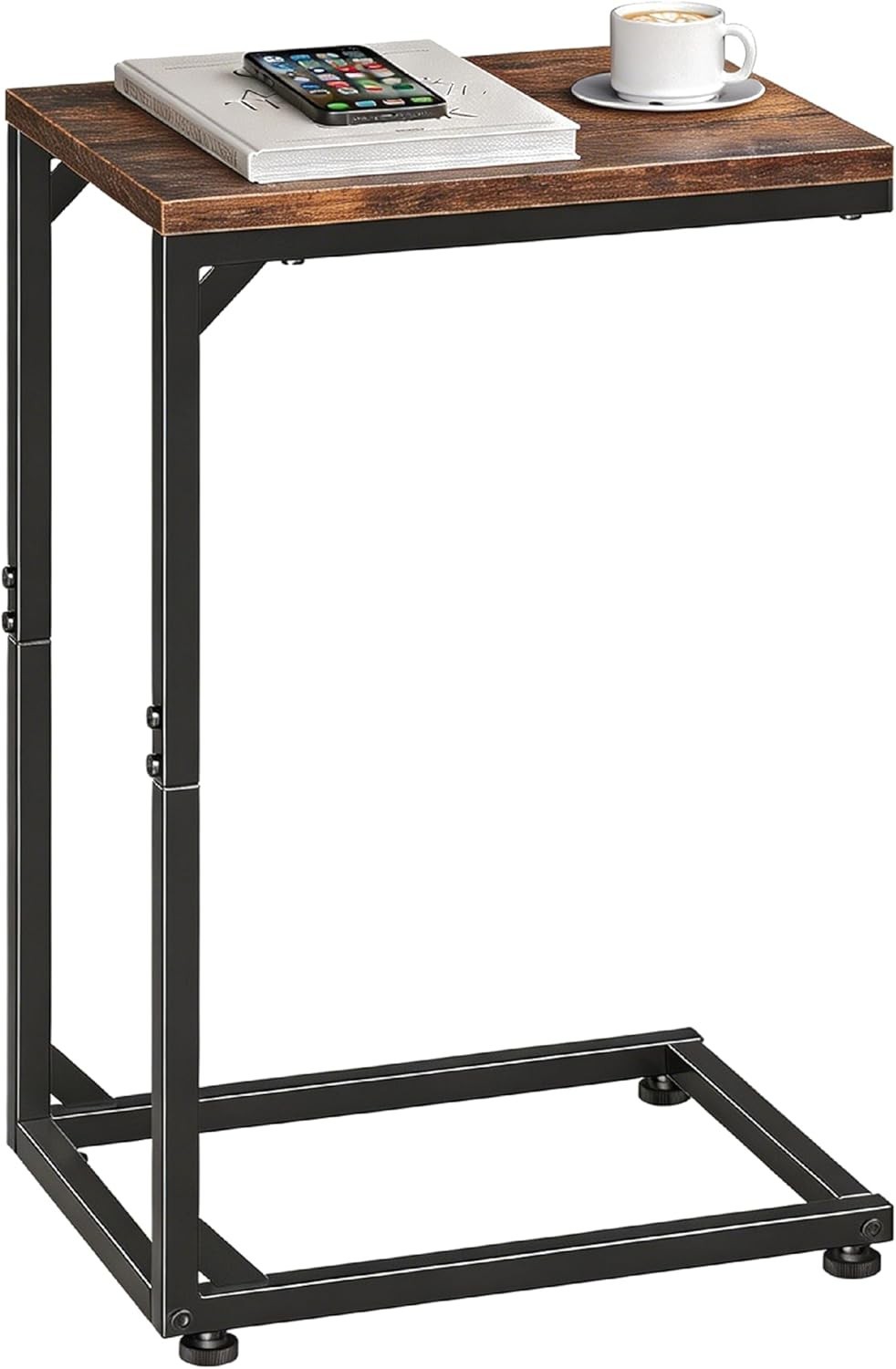 C Shaped End Table for Couch, Small Side Table TV Tray Table wit