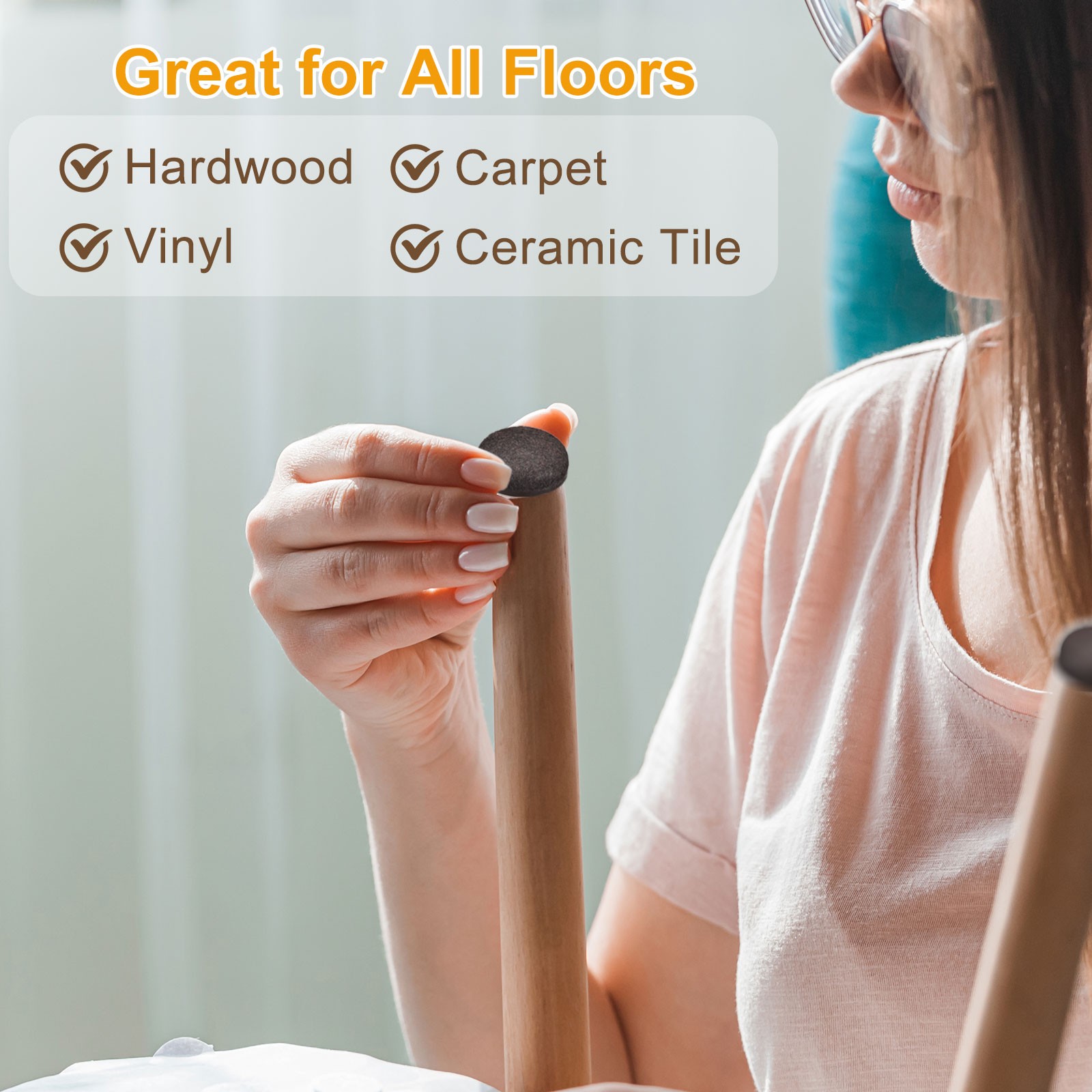 20Pcs Furniture Sliders 1″ Formed Felt Round Sliding Pads for Carpeted (Beige)