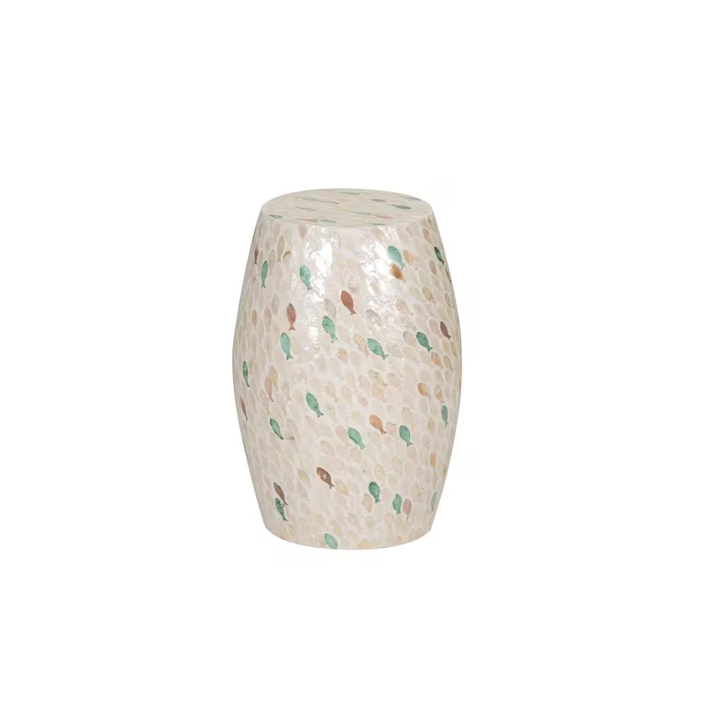 Kora 13.75 In. Ivory round Capiz Shell Accent End Table