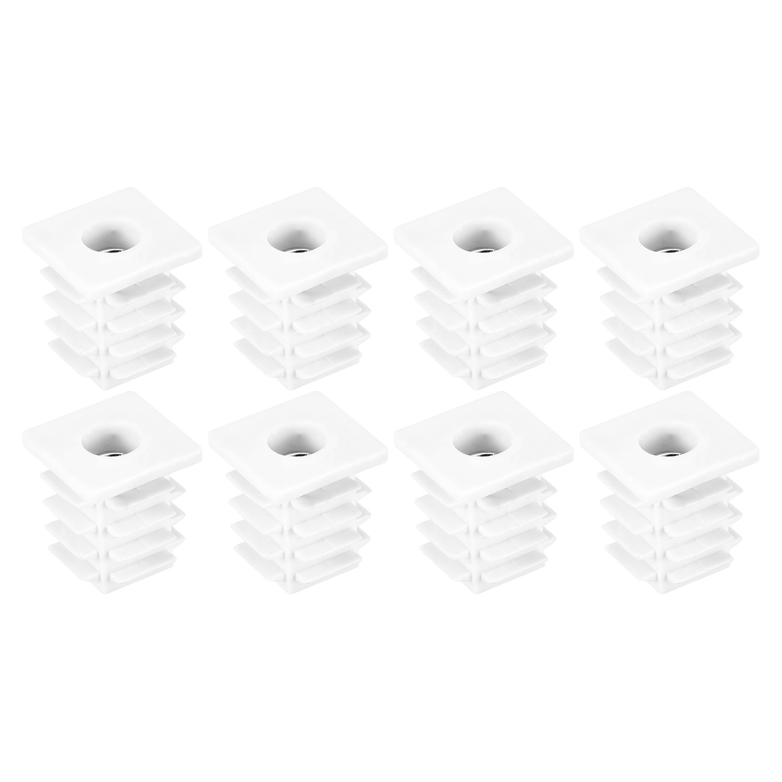 8Pcs Square Tubes 19 x 19mm PP Chair Cover with M6 Thread White