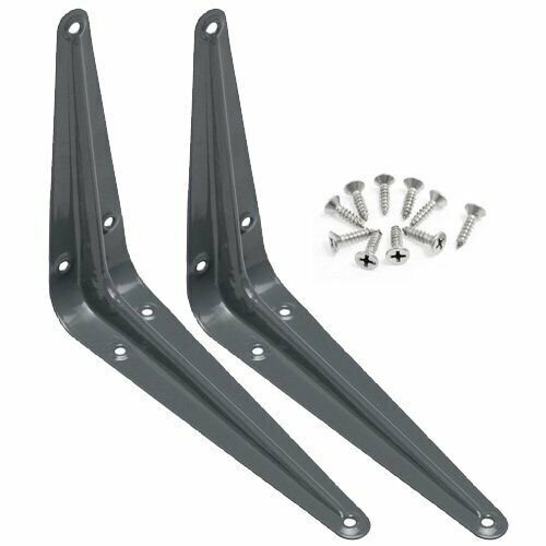 2 Pcs 6″ x 8″ inch Utility Metal Wall Shelf Corner Bracket Support Gray LOT