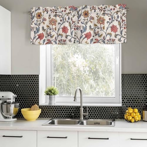 Kitchen Valances for Windows,Summer 60″W x 18″L (Pack of 1) Beige Turmeric
