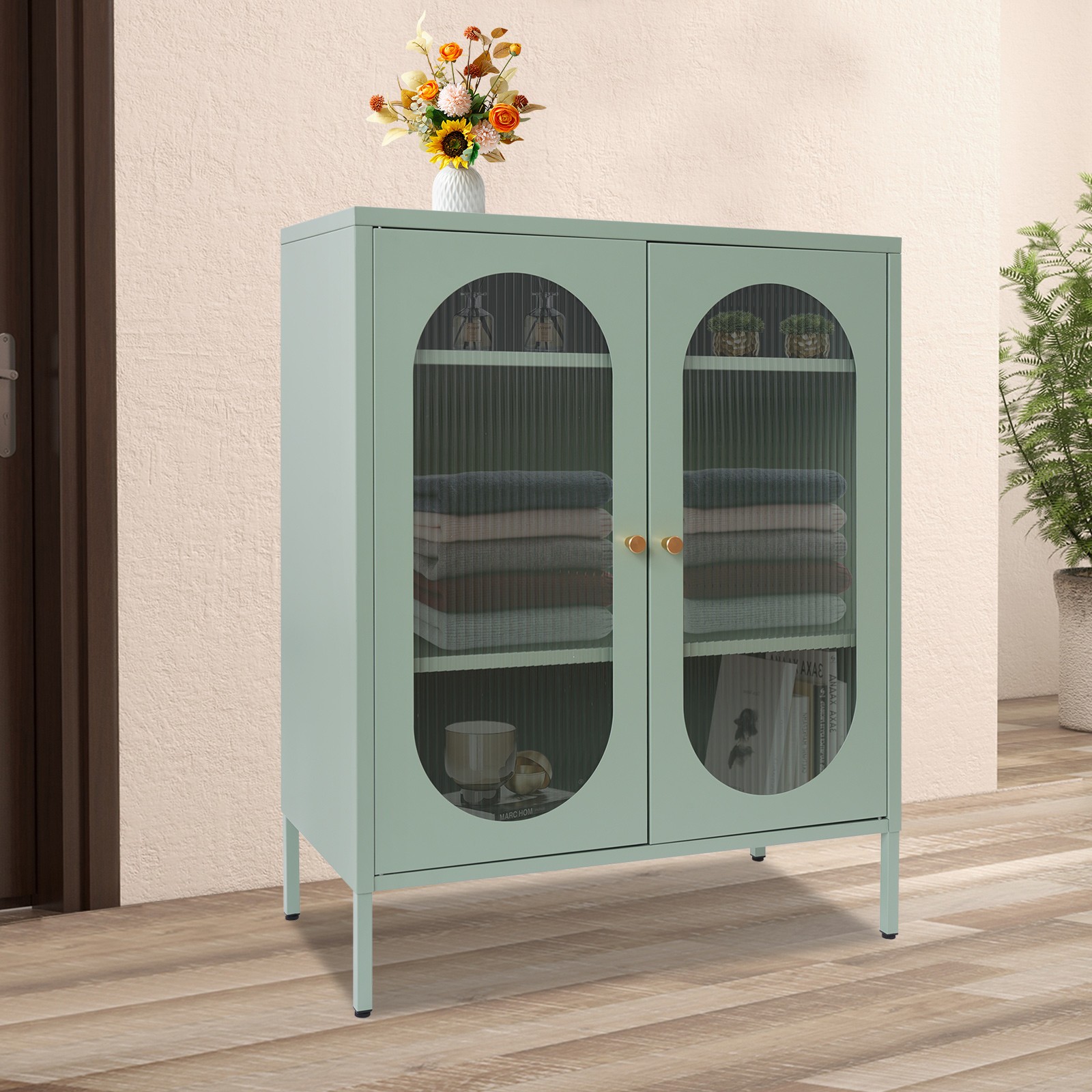 Accent Storage Cabinet with Glass Doors Decorative Cabinet Buffet & Sideboard