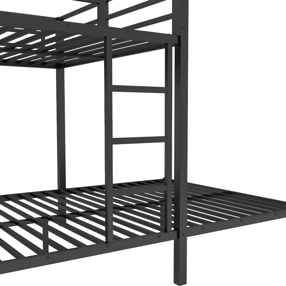 Queen over Queen Bunk Bed Frame with Wardrobe, Desk & Storage Chairs