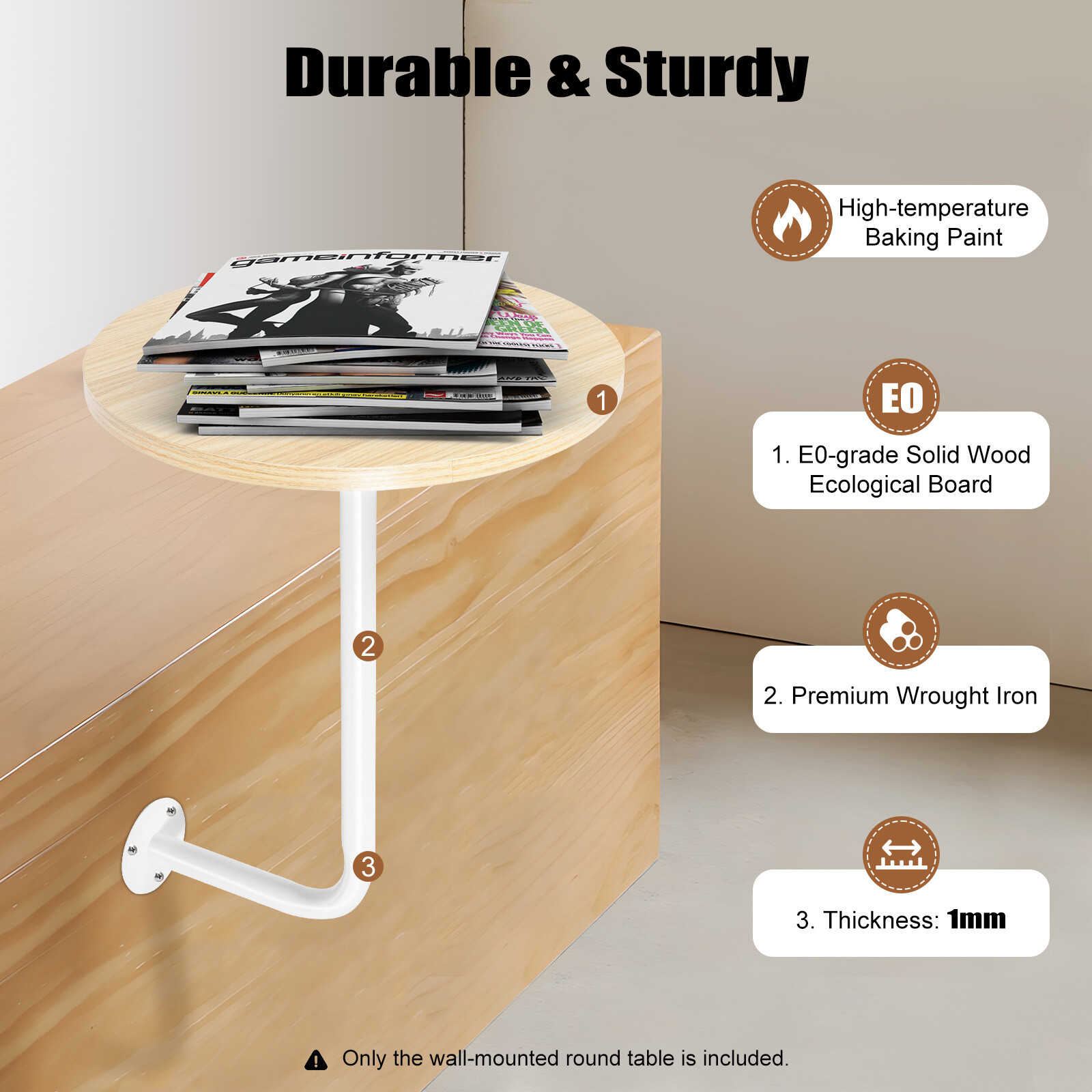 Simple commercial milk tea shop coffee house wall-mounted small round table