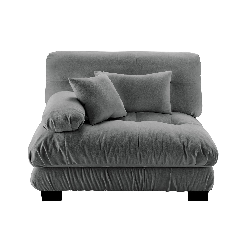 27″ Gray Chenille Sofa LSF with 2 Pillows – 1-Seat Flexible Combination Sofa