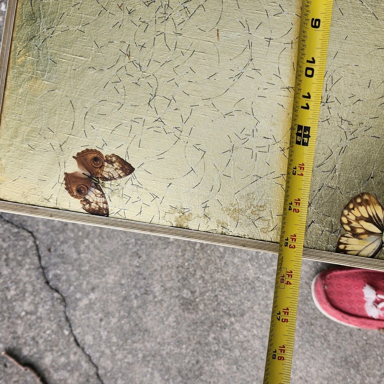 Vintage Retro Artex Butterfly Gilt Gold Leaf Snack Side Table 15″ Nature BoHO