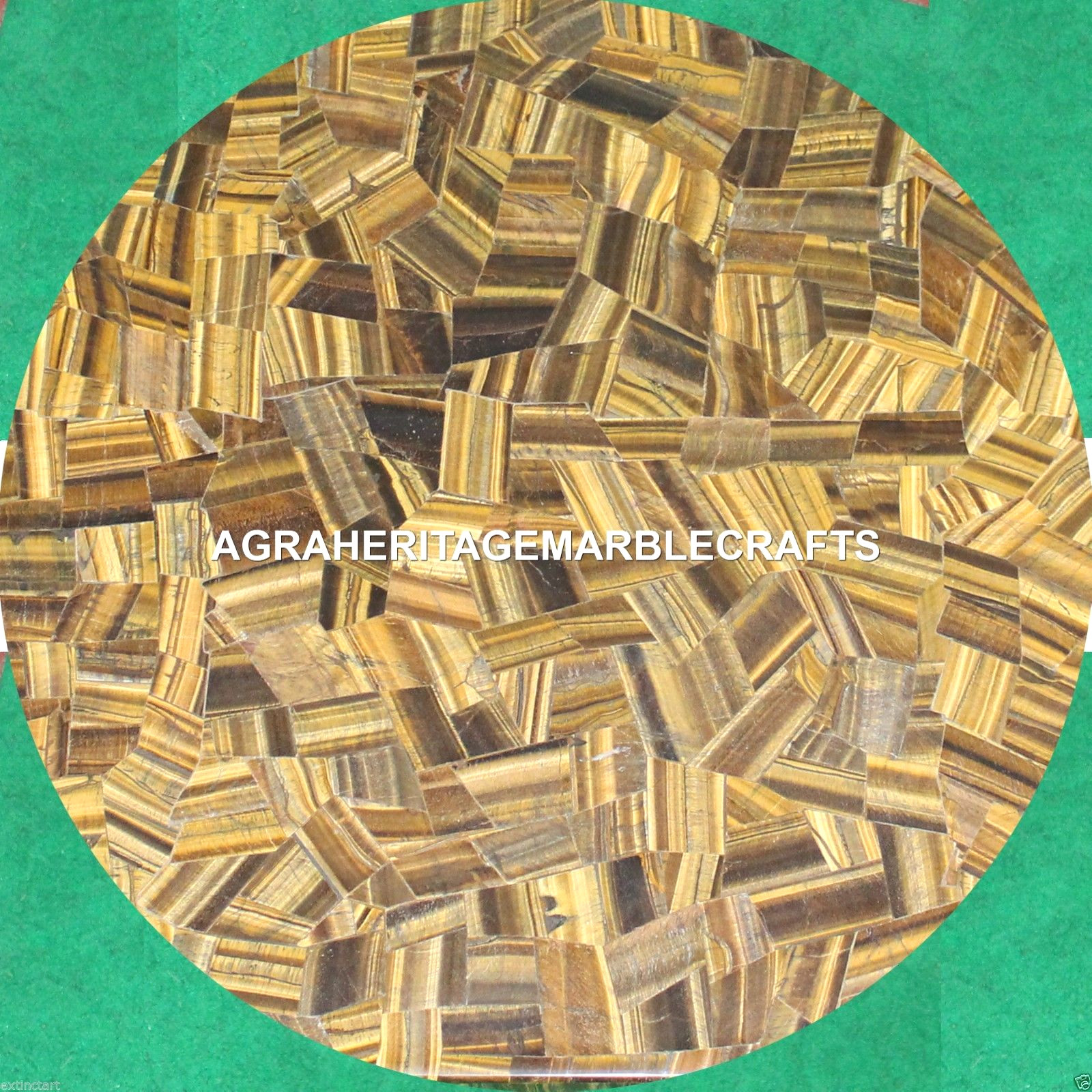 Marble Dining Table Top Real Tiger eye Stone Mosaic Inlaid Handmade Decor H1681