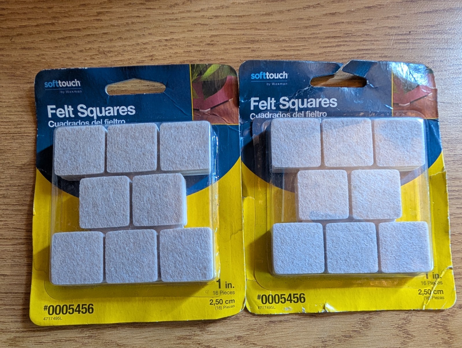 Lot of 2 Soft Touch 1 Inch 16PCS GREY SQUARE Felt Pads New in Package