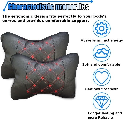 1PCS Car Neck Pillow, Breathable Car Head Neck Rest Cushion, Color: Black/Red