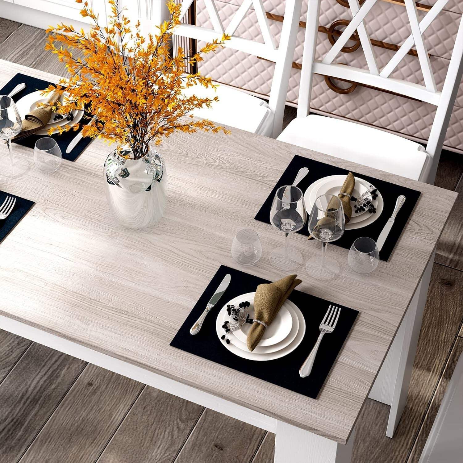 Wooden Dining Table For Four 47 By 28 Inches White Gray