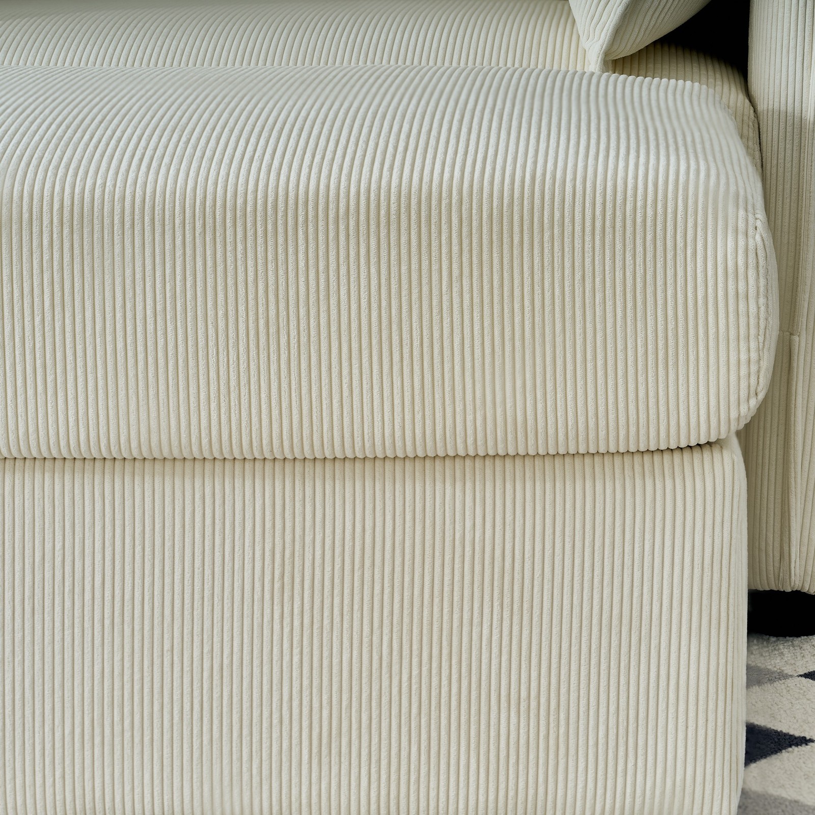 55″ Oversized Chaise Lounge Chair with Ottoman & Storage, Beige