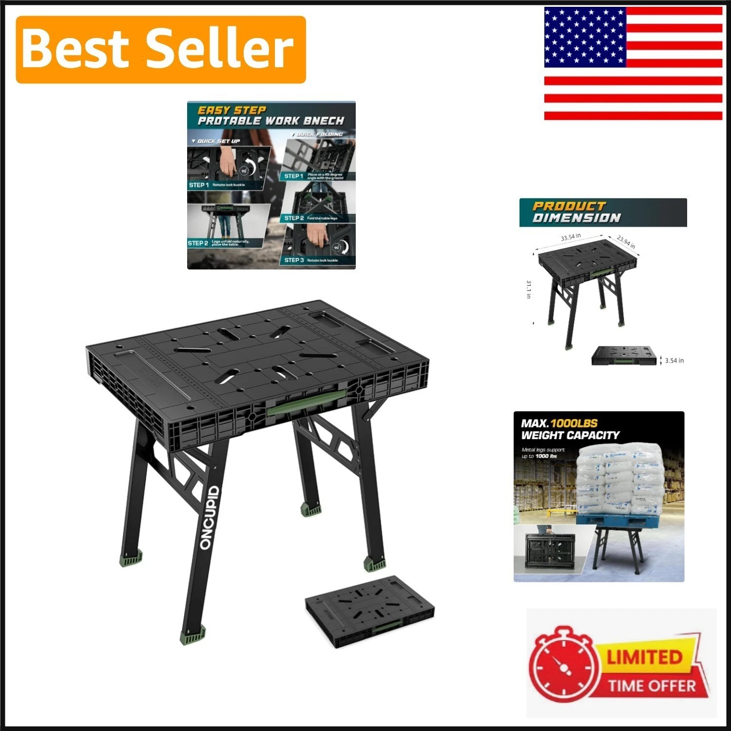 Compact and Sturdy 31″ Height Folding Work Table – Perfect for All Projects