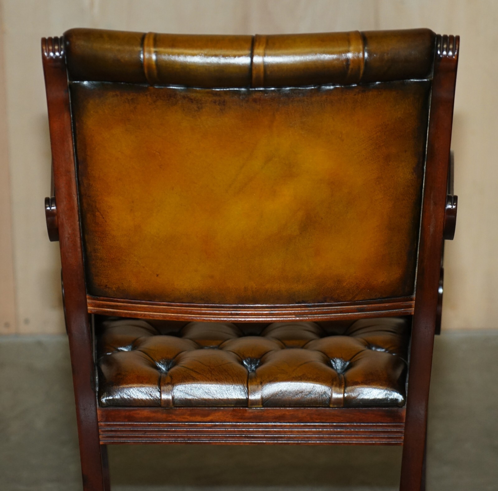 EIGHT VINTAGE MAHOGANY FULLY RESTORED CHESTERFIELD BROWN LEATHER DINING CHAIRS 8