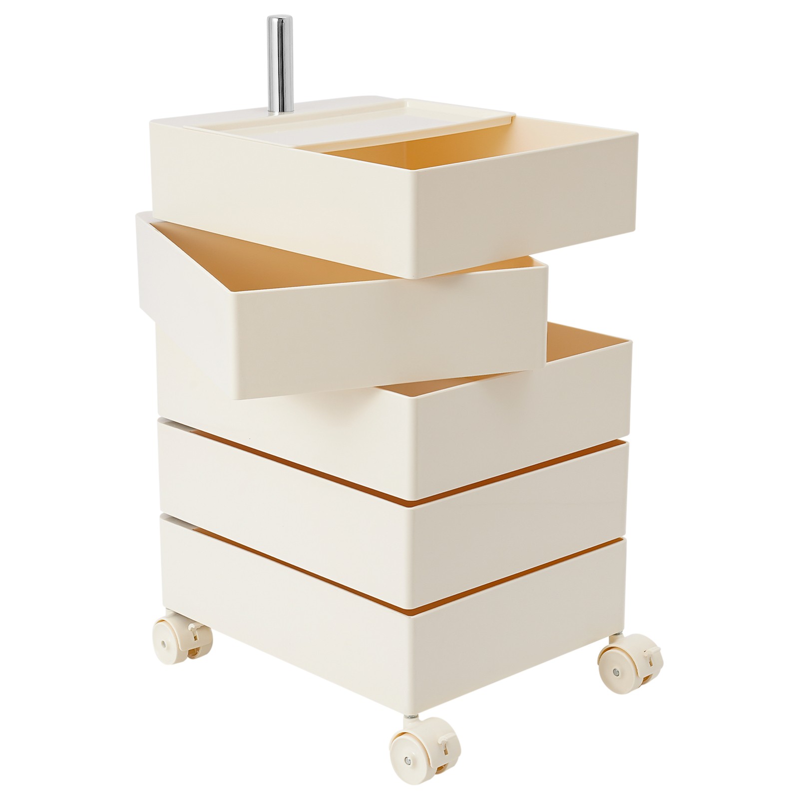360° Rotating Sofa Side Cabinet Storage Cabinet Bedside Table Storage Rack White