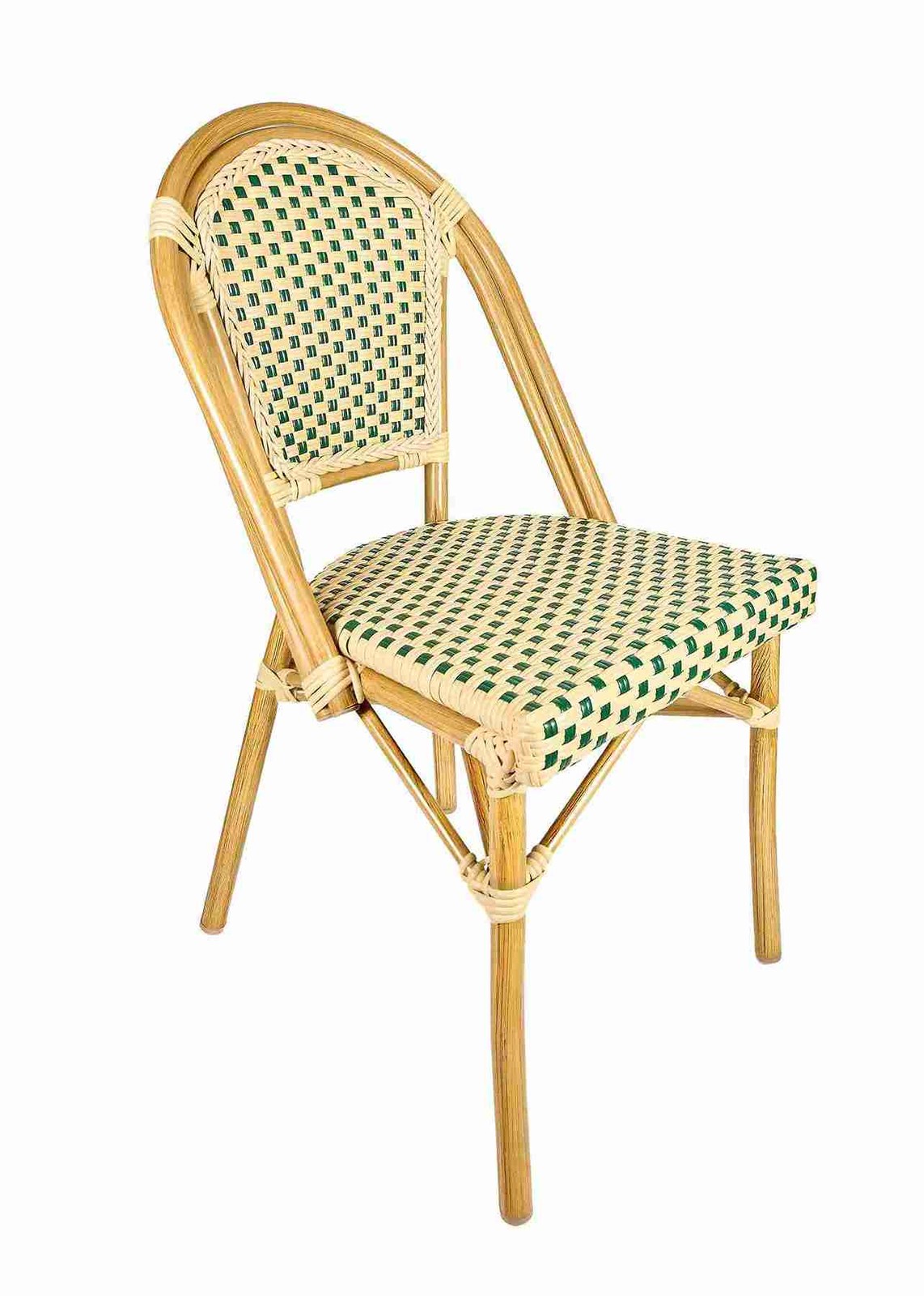 Beige and Green French Bistro Patio Dining Chair by Chivari