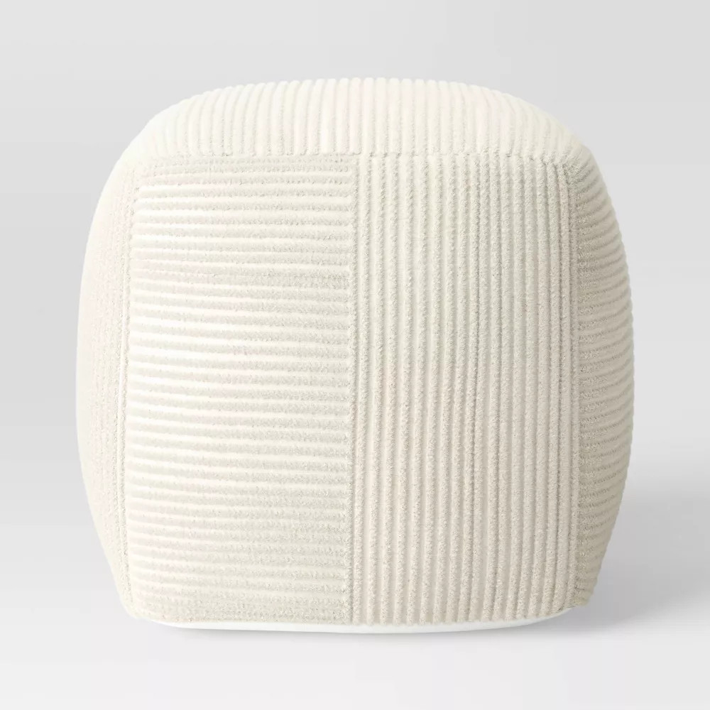 Ribbed Pouf Ottoman Cream – Room Essentials