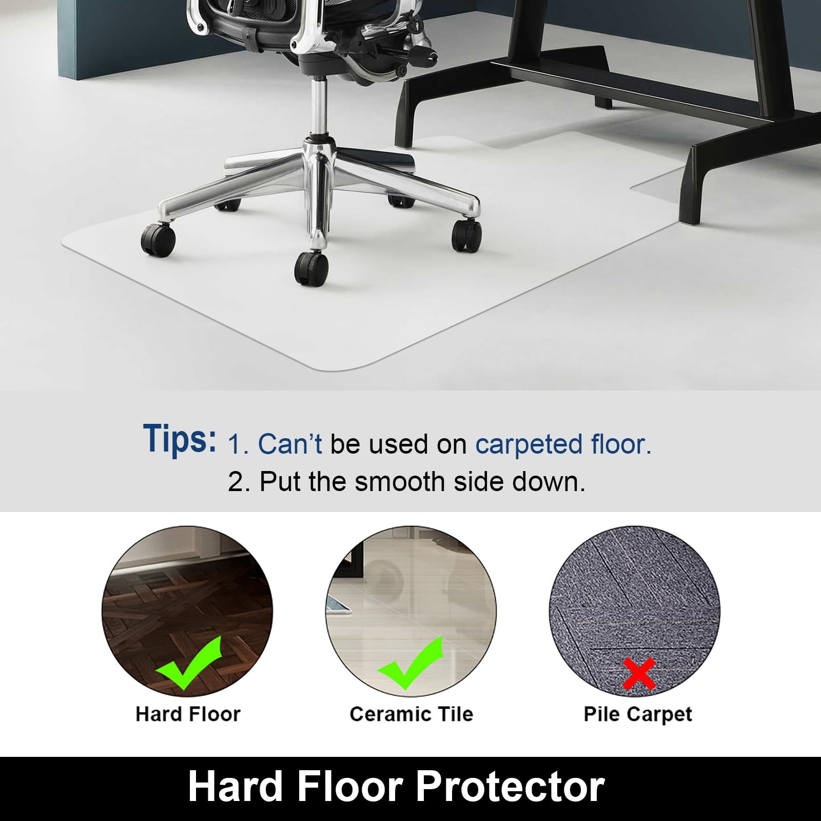 Aibob Office Chair Mat For Hardwood Floor 45 X 53 Inches Hard Floor Chair Mats