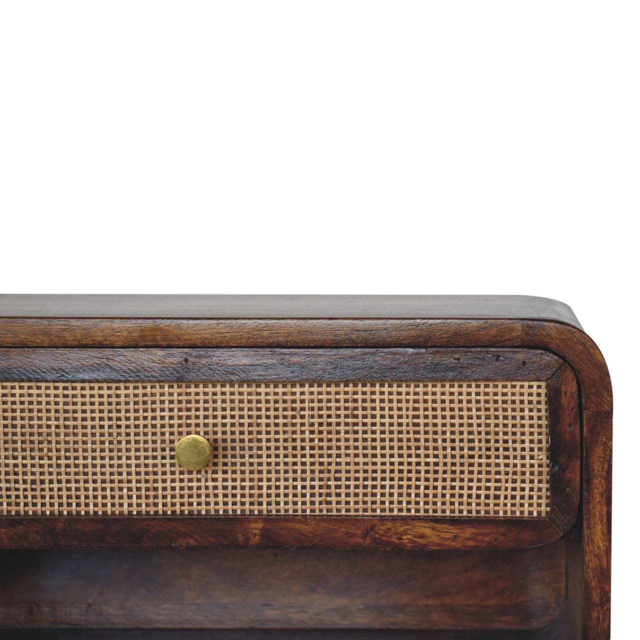 Solid Wood Chestnut Wall-Mounted Open Woven Bedside,Solid mango wood